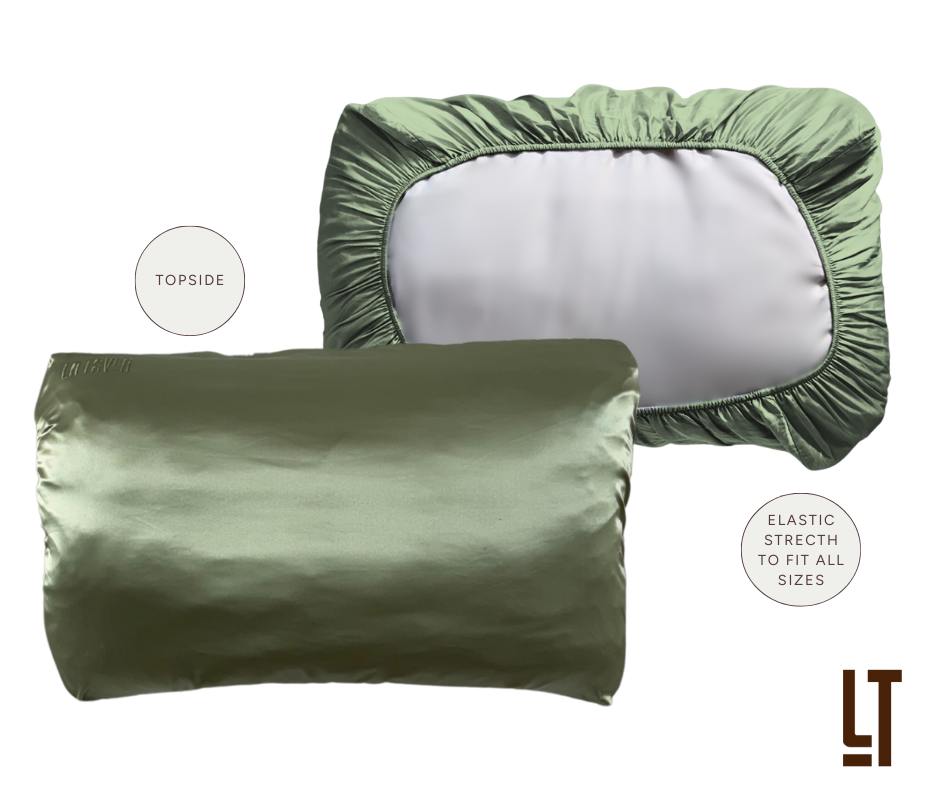 view of both sides of the PillowWrap, TUNDRA by  LATRAVLA.