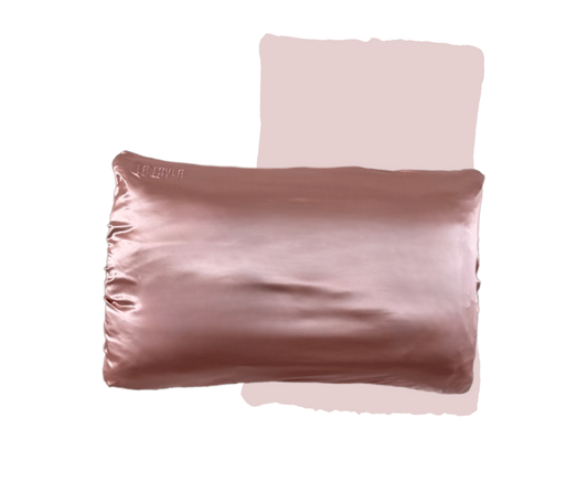 Dusk pink mulberry silk and silver nanoparticle PillowWrap from LATRAVLA