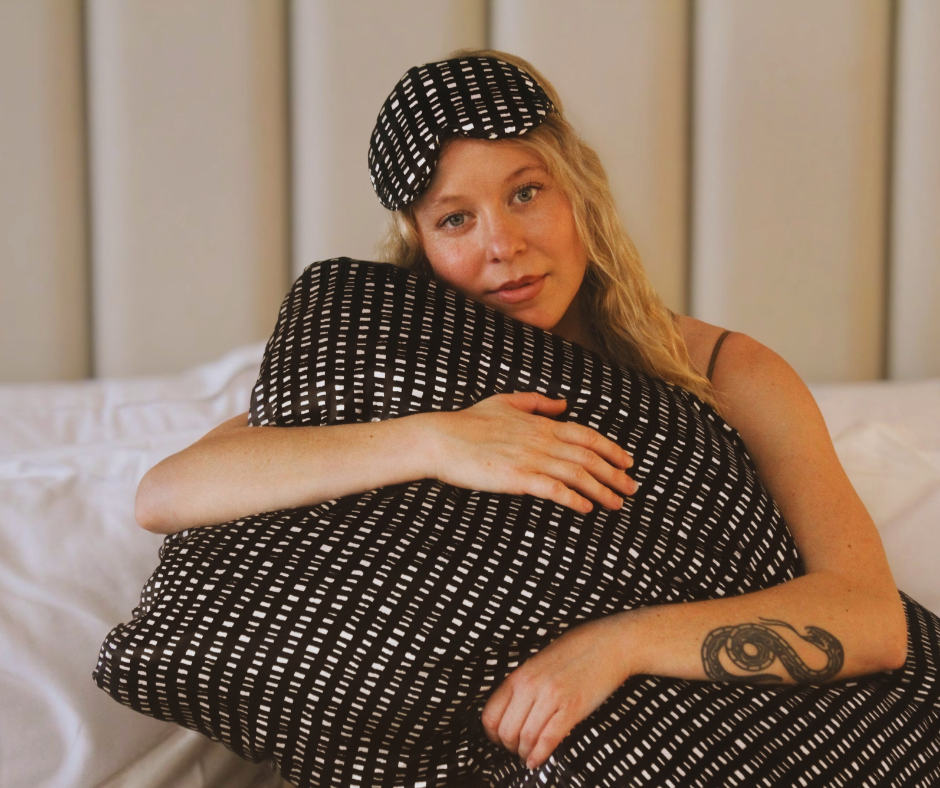 model wearing the METRO PillowMask and PillowWrap in Brisbane