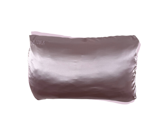 Mulberry silk lilac pillow wrap travel pillowcase by LATRAVLA in SONDER