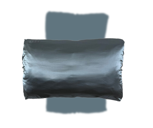 Steel blue mulberry silk PillowWrap by LATRAVLA